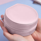 Maxbell Jewelry Storage Case Multi-Layer Round with Mirror for Necklace Gifts Girls pink