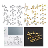 Maxbell 24 Pairs Stud Earrings Flatback Gifts Barbell for Men Women Gold and Silver