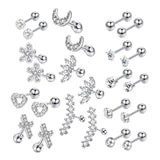 Maxbell 24 Pairs Stud Earrings Flatback Gifts Barbell for Men Women Gold and Silver