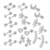 Maxbell 24 Pairs Stud Earrings Flatback Gifts Barbell for Men Women Gold and Silver
