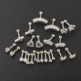 Maxbell 24 Pairs Stud Earrings Flatback Gifts Barbell for Men Women Gold and Silver