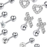 Maxbell 24 Pairs Stud Earrings Flatback Gifts Barbell for Men Women Gold and Silver