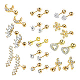 Maxbell 24 Pairs Stud Earrings Flatback Gifts Barbell for Men Women Gold and Silver