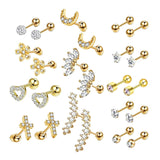 Maxbell 24 Pairs Stud Earrings Flatback Gifts Barbell for Men Women Gold and Silver