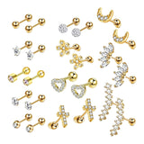 Maxbell 24 Pairs Stud Earrings Flatback Gifts Barbell for Men Women Gold and Silver