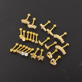 Maxbell 24 Pairs Stud Earrings Flatback Gifts Barbell for Men Women Gold and Silver