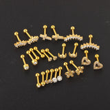 Maxbell 24 Pairs Stud Earrings Flatback Gifts Barbell for Men Women Gold and Silver