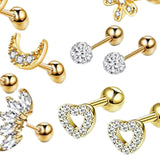 Maxbell 24 Pairs Stud Earrings Flatback Gifts Barbell for Men Women Gold and Silver