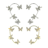 Maxbell 1 Pair Clip Earring Butterfly Ear Cuff Clip for Daily wearing Lovers Silver