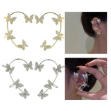 Maxbell 1 Pair Clip Earring Butterfly Ear Cuff Clip for Daily wearing Lovers Silver