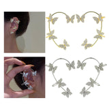 Maxbell 1 Pair Clip Earring Butterfly Ear Cuff Clip for Daily wearing Lovers Silver