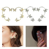 Maxbell 1 Pair Clip Earring Butterfly Ear Cuff Clip for Daily wearing Lovers Silver