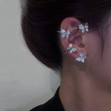 Maxbell 1 Pair Clip Earring Butterfly Ear Cuff Clip for Daily wearing Lovers Silver