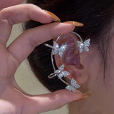 Maxbell 1 Pair Clip Earring Butterfly Ear Cuff Clip for Daily wearing Lovers Silver