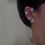 Maxbell 1 Pair Clip Earring Butterfly Ear Cuff Clip for Daily wearing Lovers Silver