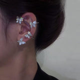 Maxbell 1 Pair Clip Earring Butterfly Ear Cuff Clip for Daily wearing Lovers Silver