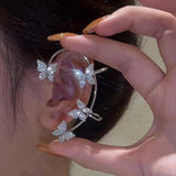 Maxbell 1 Pair Clip Earring Butterfly Ear Cuff Clip for Daily wearing Lovers Silver