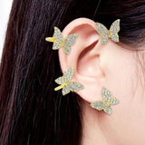 Maxbell 1 Pair Clip Earring Butterfly Ear Cuff Clip for Daily wearing Lovers Gold