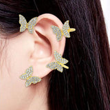 Maxbell 1 Pair Clip Earring Butterfly Ear Cuff Clip for Daily wearing Lovers Gold