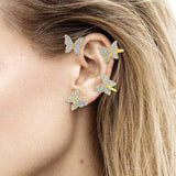 Maxbell 1 Pair Clip Earring Butterfly Ear Cuff Clip for Daily wearing Lovers Gold