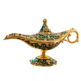 Genie Aladdin Oil Lamp Wishing Light Pot Decor Home Photo Props Luxury Light Blue