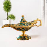 Genie Aladdin Oil Lamp Wishing Light Pot Decor Home Photo Props Luxury Light Blue