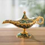 Genie Aladdin Oil Lamp Wishing Light Pot Decor Home Photo Props Luxury Light Blue