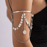 Chain Tassels Arm Bracelet Upper Arm Cuff Adjustable U Shape White