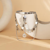 Chain Tassels Arm Bracelet Upper Arm Cuff Adjustable U Shape White