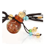 Maxbell 2xGlass Small Gourd Essential Oil Diffuser Pendant Necklace Perfume Bottle Amber