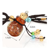 Maxbell 2xGlass Small Gourd Essential Oil Diffuser Pendant Necklace Perfume Bottle Amber