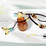 Maxbell 2xGlass Small Gourd Essential Oil Diffuser Pendant Necklace Perfume Bottle Amber