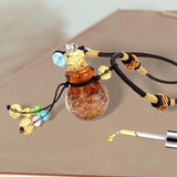 Maxbell 4xGlass Small Gourd Essential Oil Diffuser Pendant Necklace Perfume Bottle Amber
