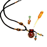 Maxbell 4xGlass Small Gourd Essential Oil Diffuser Pendant Necklace Perfume Bottle Amber