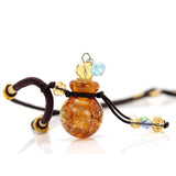 Maxbell 2xGlass Small Gourd Essential Oil Diffuser Pendant Necklace Perfume Bottle Amber