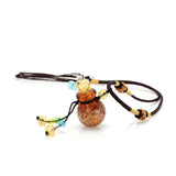 Maxbell 2xGlass Small Gourd Essential Oil Diffuser Pendant Necklace Perfume Bottle Amber