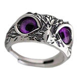 Maxbell 6xDemon Eye Owl Rings Retro Elegant Statement Ring for Couple Lovers Men Women Purple