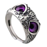 Maxbell 6xDemon Eye Owl Rings Retro Elegant Statement Ring for Couple Lovers Men Women Purple