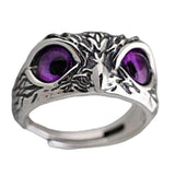 Maxbell 2xDemon Eye Owl Rings Retro Elegant Statement Ring for Couple Lovers Men Women Purple