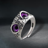Maxbell 3xDemon Eye Owl Rings Retro Elegant Statement Ring for Couple Lovers Men Women Purple