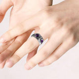 Maxbell 4xDemon Eye Owl Rings Retro Elegant Statement Ring for Couple Lovers Men Women Purple