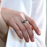 Maxbell 5xDemon Eye Owl Rings Retro Elegant Statement Ring for Couple Lovers Men Women Purple