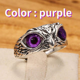 Maxbell 3xDemon Eye Owl Rings Retro Elegant Statement Ring for Couple Lovers Men Women Purple
