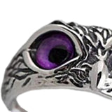 Maxbell 6xDemon Eye Owl Rings Retro Elegant Statement Ring for Couple Lovers Men Women Purple