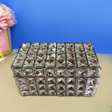 Crystal Jewelry Box Elegant Trinket Organizer for Watches Earrings Necklaces Silver