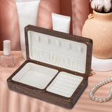 Wooden Jewelry Box Holder Rectangle Jewelry Case for Wedding Home Decoration black walnut white