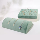 Maxbell Jewelry Organizer Velvet Jewelry Display for Home Shop Gifts for Girls Women Green Half Round