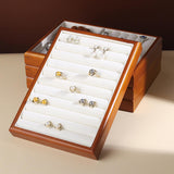 Maxbell Jewelry Box Wooden Travel Earring Organizer Tray for Store Display Home Shop Ring and Tray