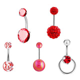 5x Belly Button Rings for Women 1.6mm Stainless Steel Belly Piercing Jewelry Red