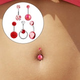 5x Belly Button Rings for Women 1.6mm Stainless Steel Belly Piercing Jewelry Red